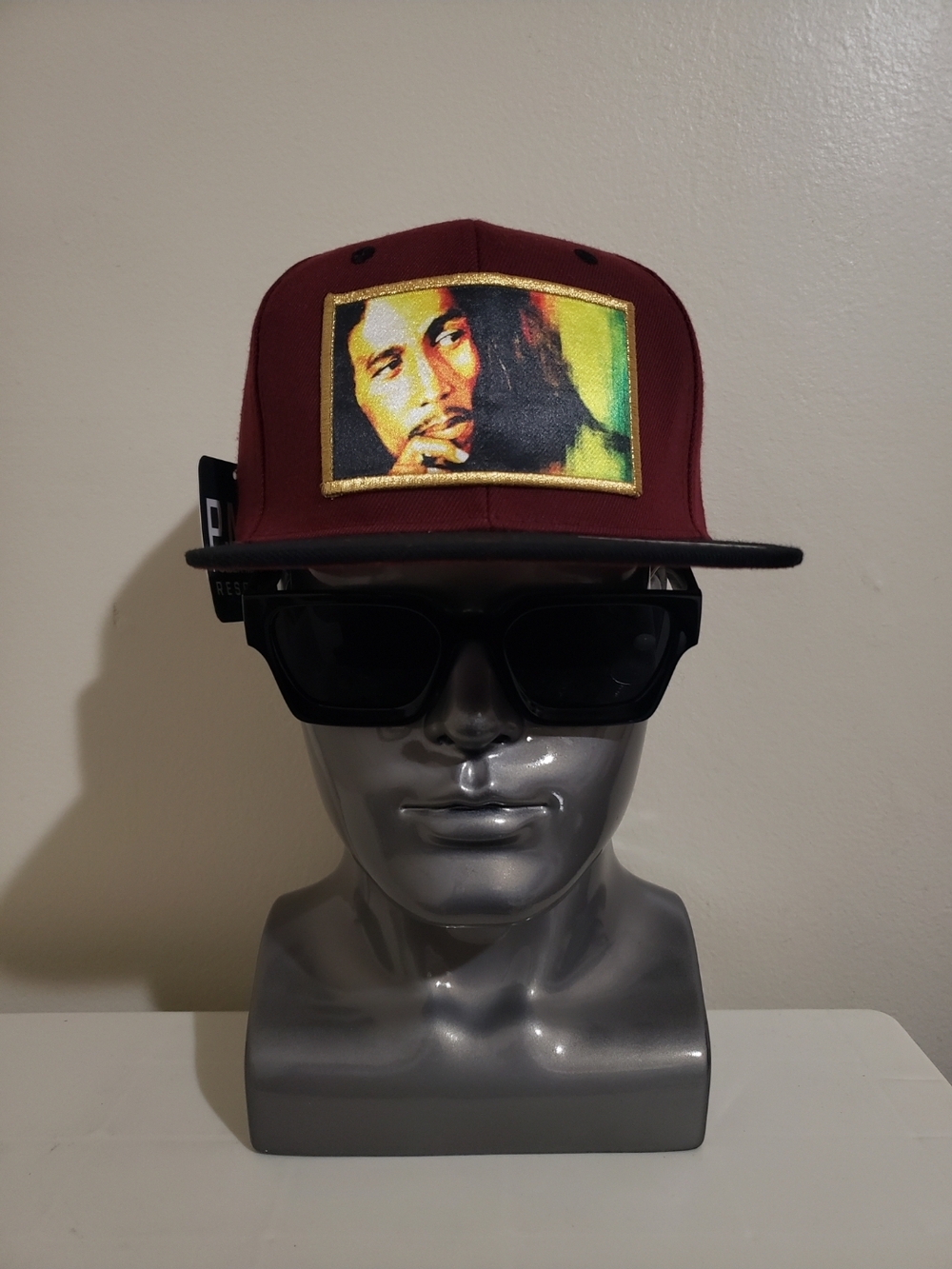 Maroon Snapback Hat with Graphic Patch